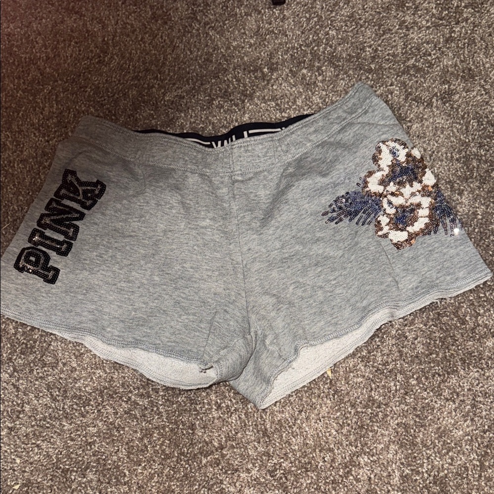 PINK Victoria's Secret Gray Sequin Athletic Shorts